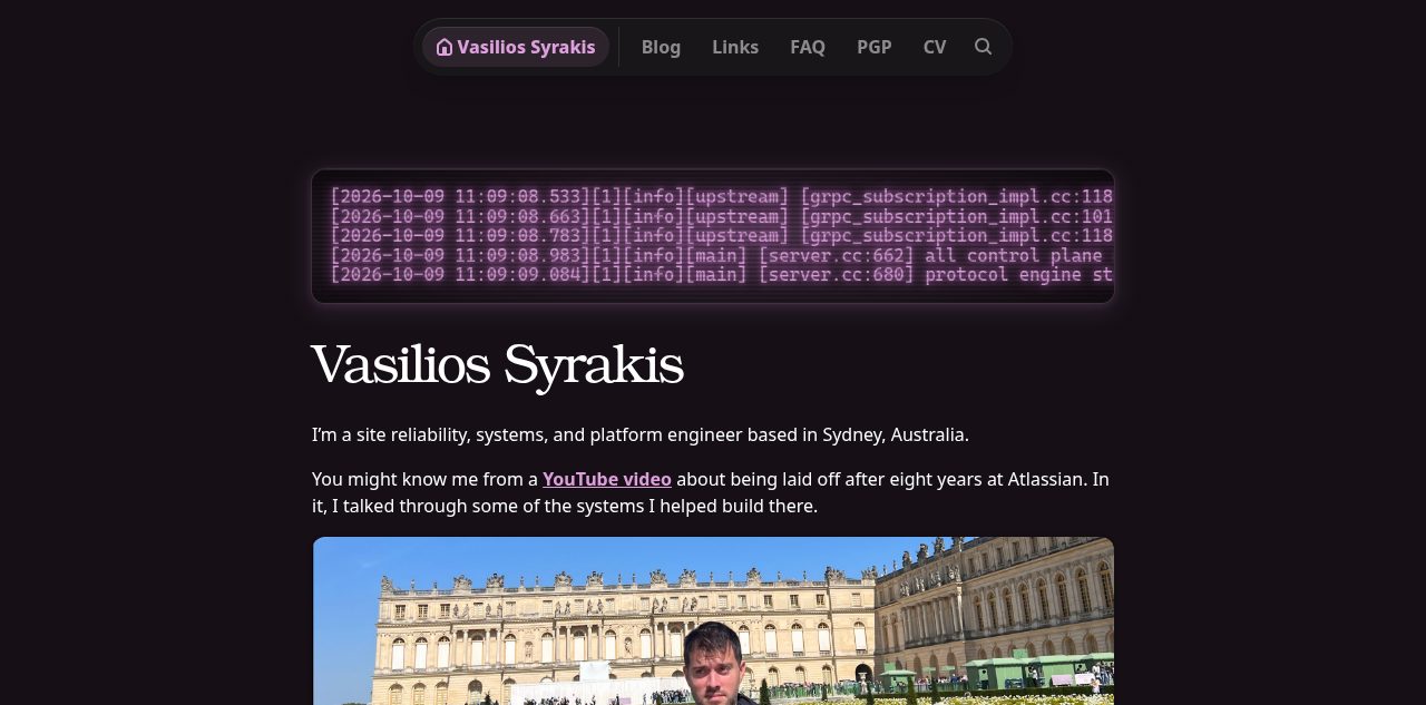 悉尼 SRE Vasilios Syrakis 的个人开发者站