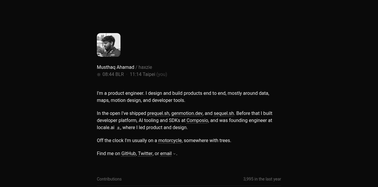 Musthaq Ahamad 的产品工程师个人站