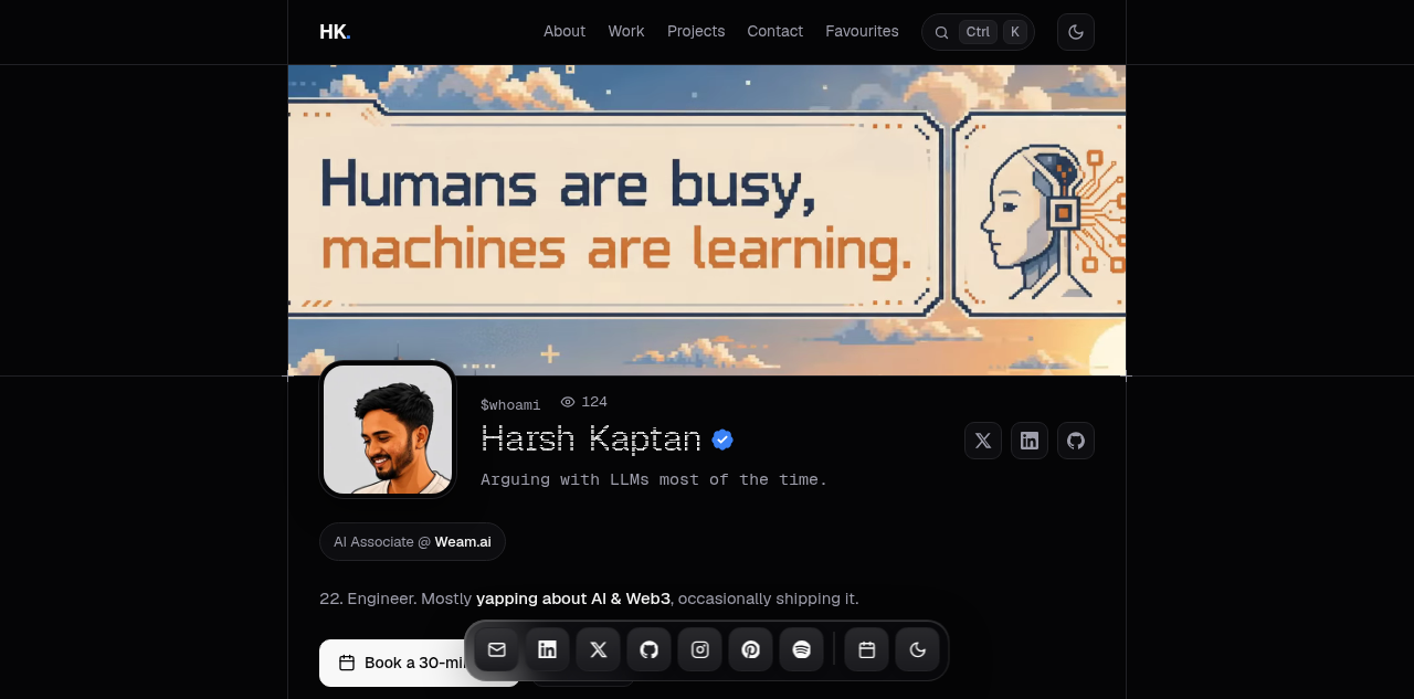 Harsh Kaptan 的首个作品集网站