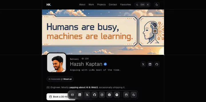 Harsh Kaptan 的首个作品集网站