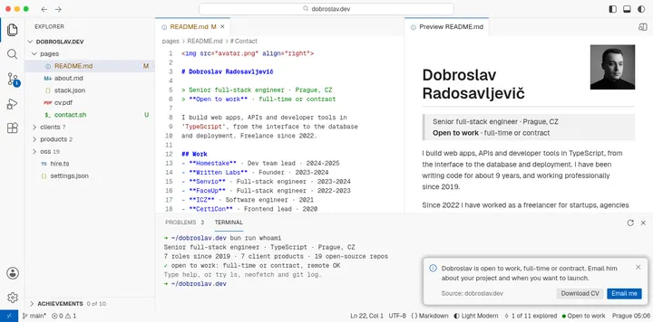 Dobroslav 的 VSCode 风个人站