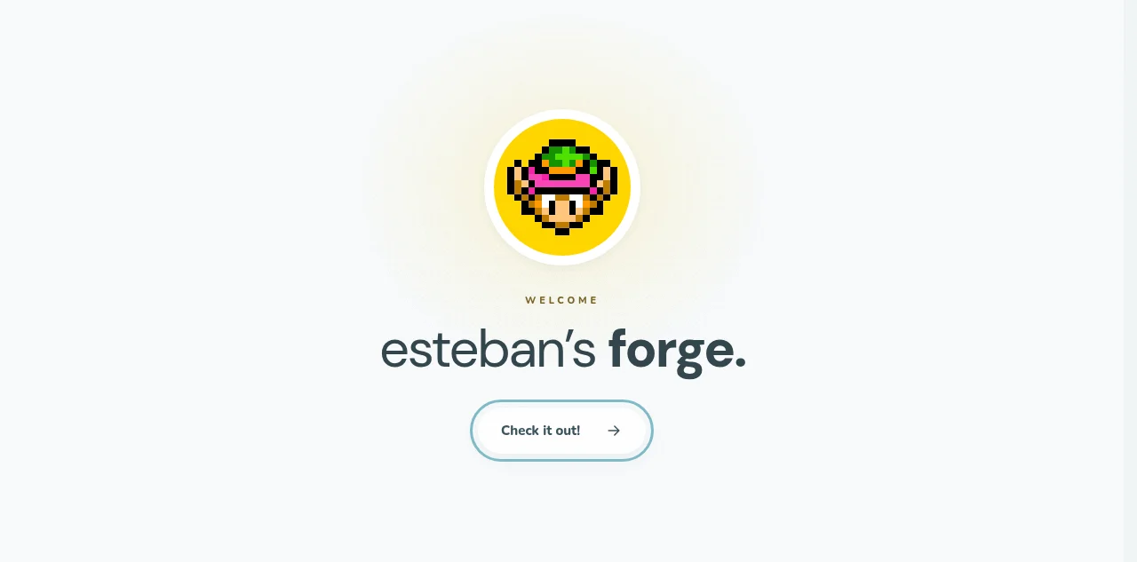 Esteban's Forge:仿 3DS / Wii U 界面的欢迎页,像素头像加一个入口按钮