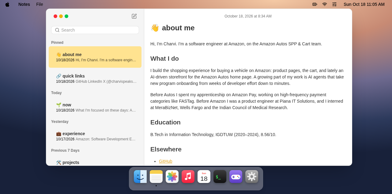 Charvi Sethi 的 macOS 风格个人站