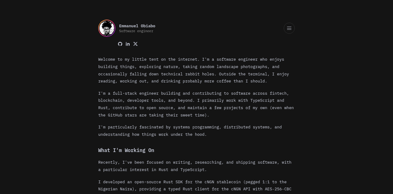 Emmanuel Obiabo's software engineer site