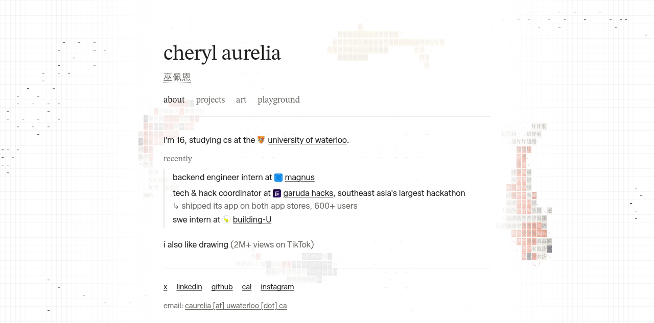 Cheryl Aurelia 的个人网站