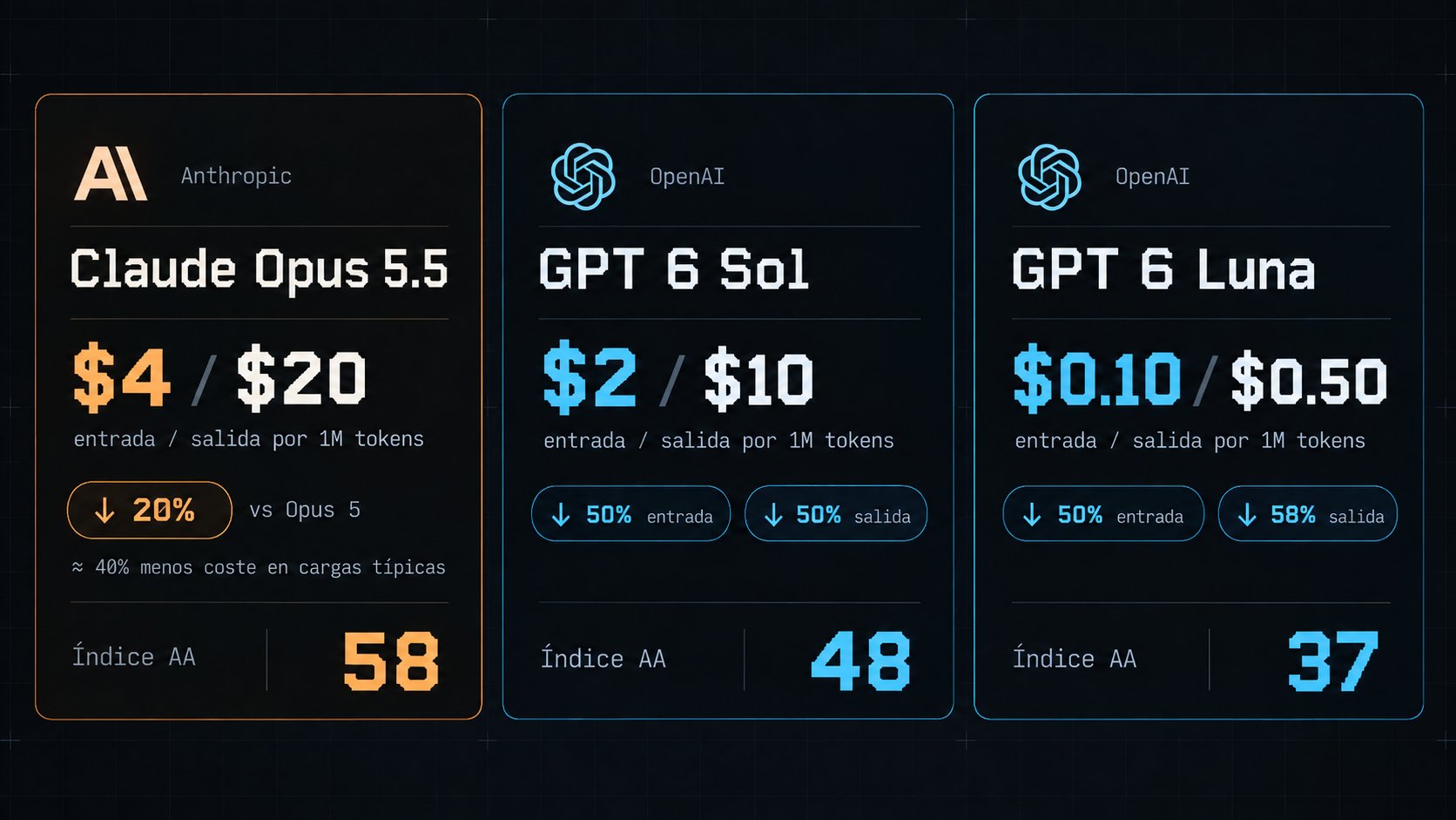 Opus 5.5, GPT-6 Sol and Luna launch same day with 50% lower prices