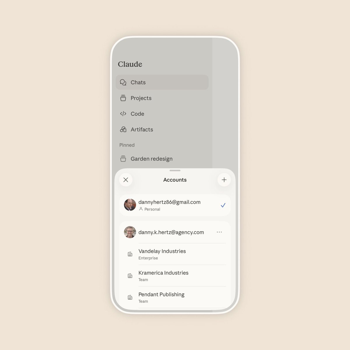 Claude mobile app now supports multiple accounts