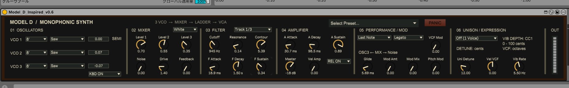 Japanese user has Astra build a Moog Model-D emulation for Max for Live
