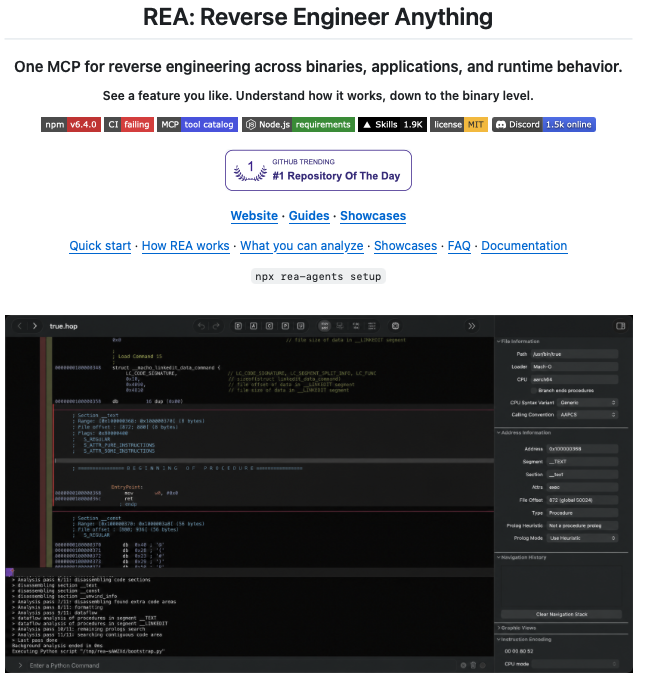 REA：给编码 agent 的逆向工程工具