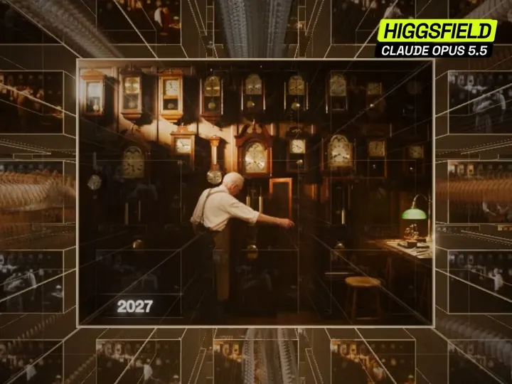 用 Higgsfield 加 Three.js 做 4D 时间旅行短片