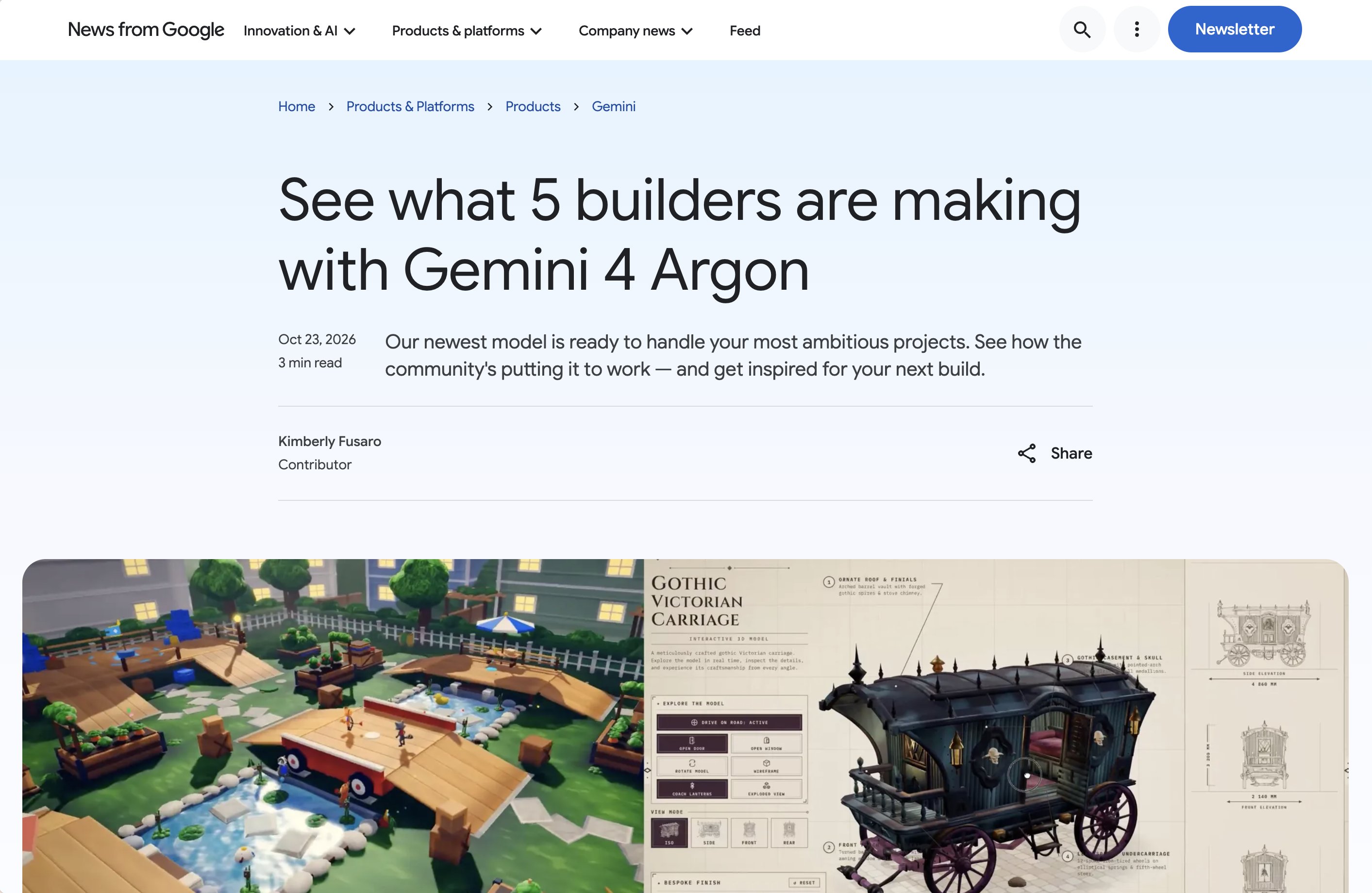 Gemini 4 Argon 项目登上 Google 官方新闻页