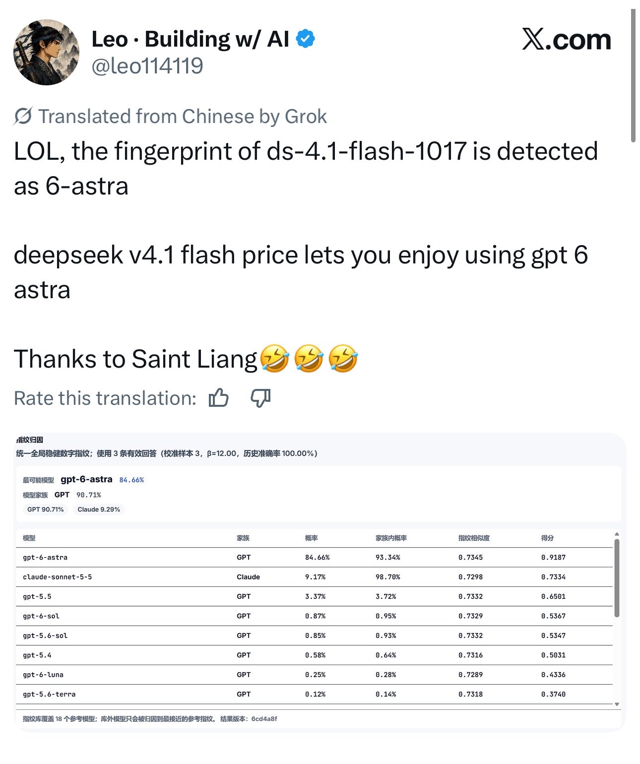 DeepSeek 4.1 被指蒸馏 GPT-6 Astra 后自称 ChatGPT