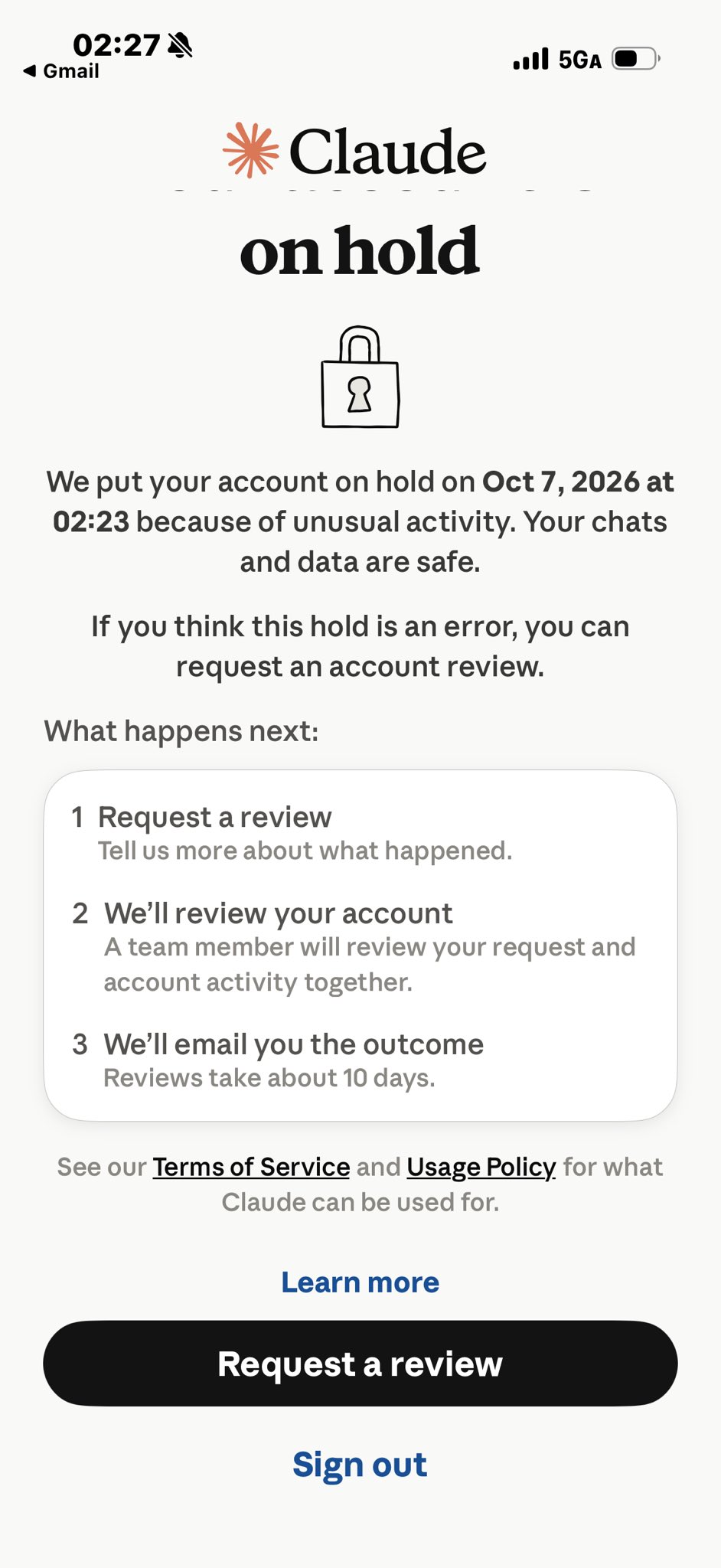 Claude account banned after more than a year of use, user says