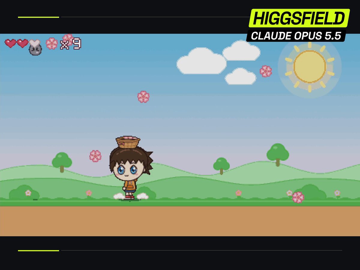 Higgsfield 官方演示：像素风街机游戏动画