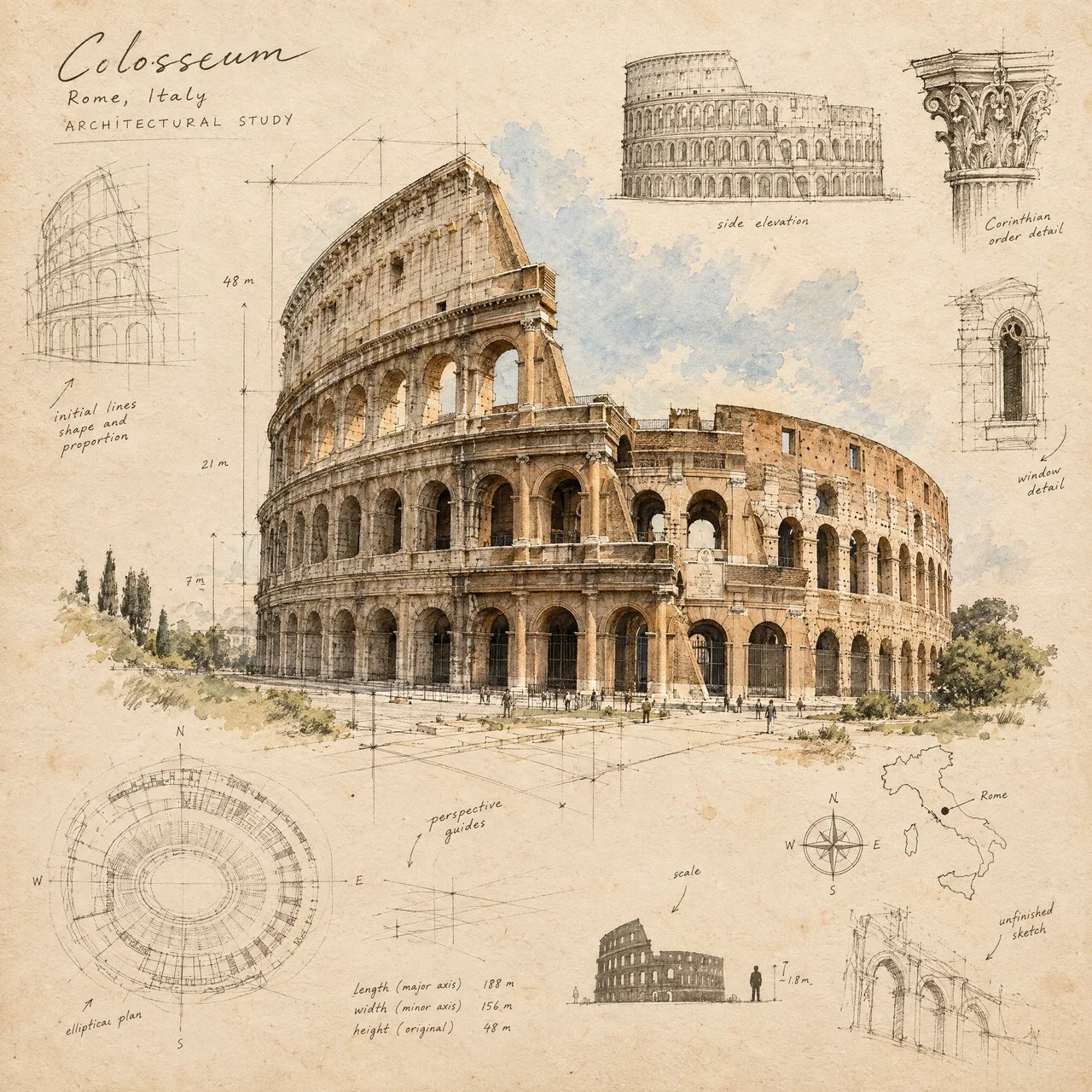 GPT Image 2.5 prompt for architectural sketchbook drawings