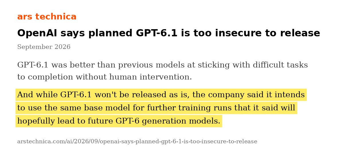 传闻：OpenAI 弃发 GPT-6.1 Astra，在同一基座继续训练
