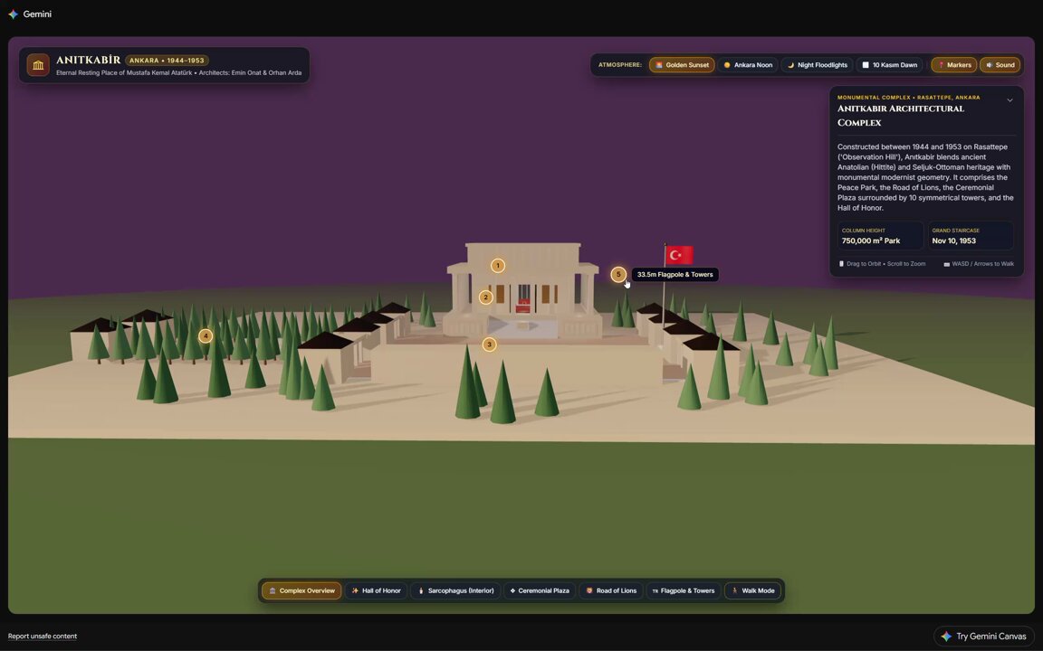 Gemini 4 Pro generates an Anitkabir video with zero shooting