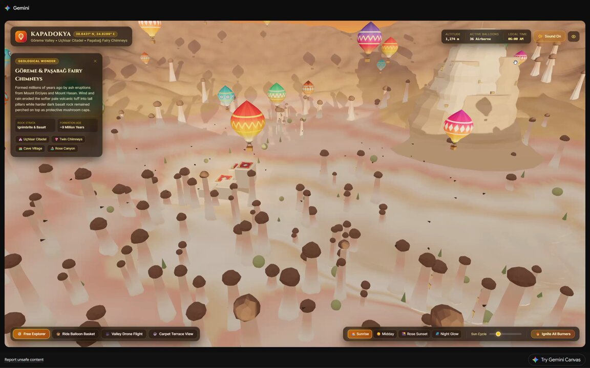 Gemini 4 Pro generates a Cappadocia-themed video