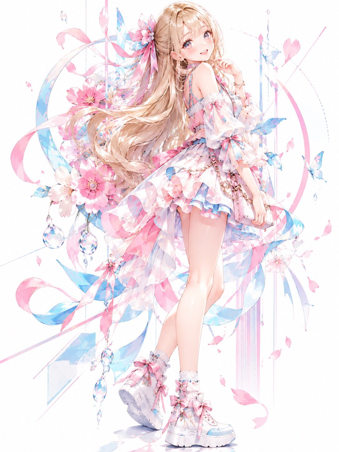 ChatGPT Images 2.5 digital art: long blonde hair in the Kawaii series