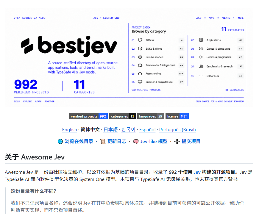 Awesome Jev：640 个用 Jev 决策的开源项目清单