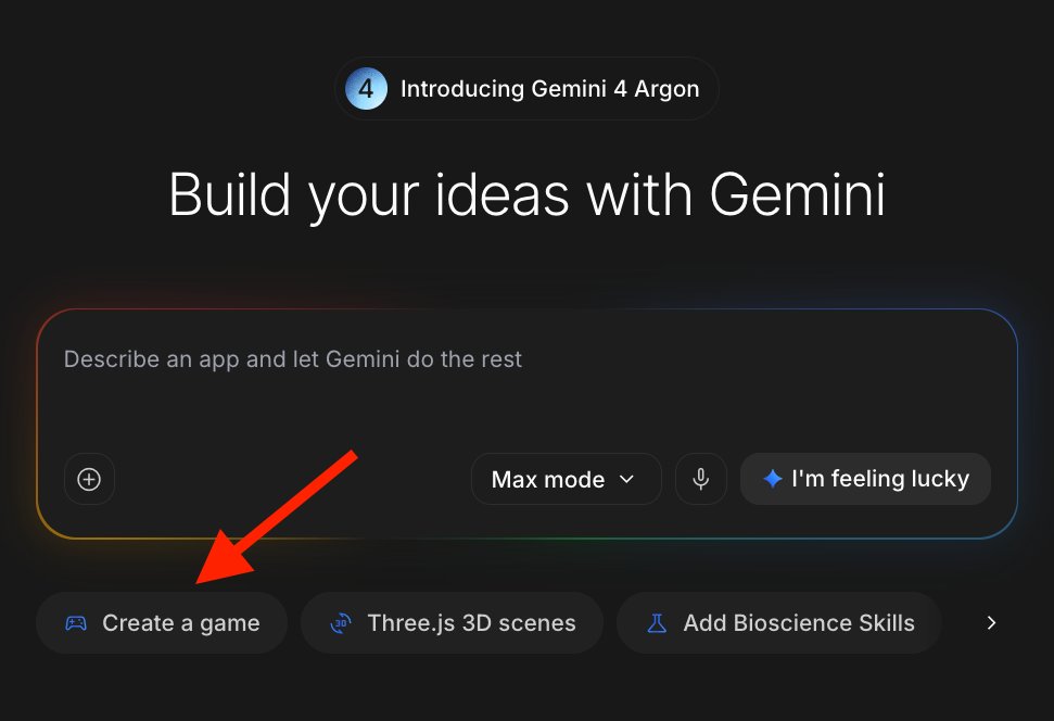 AI Studio Build 新增 UI 芯片展示 Gemini 4 Argon 能力