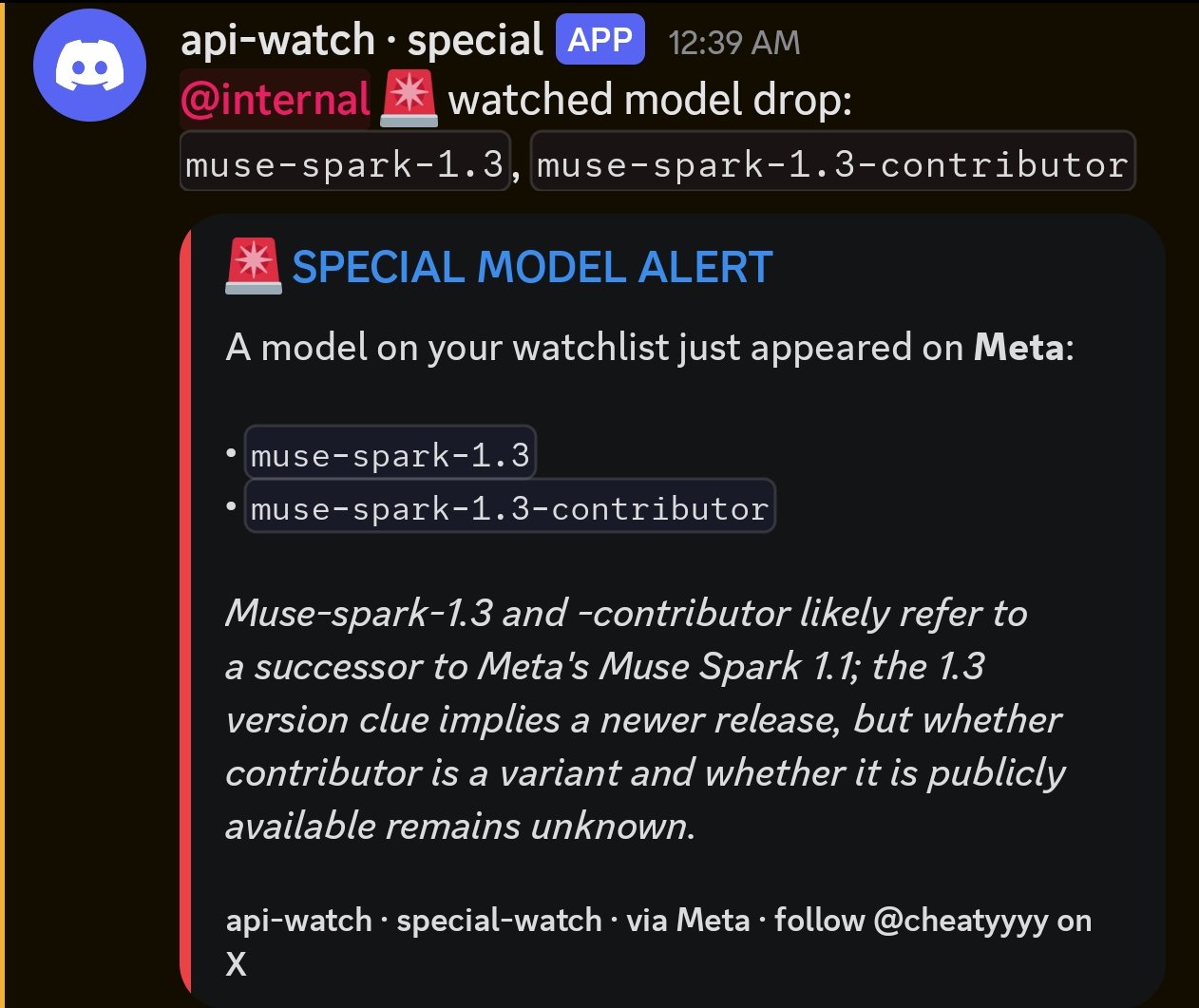 Meta Muse Spark 1.3 上线 Meta API