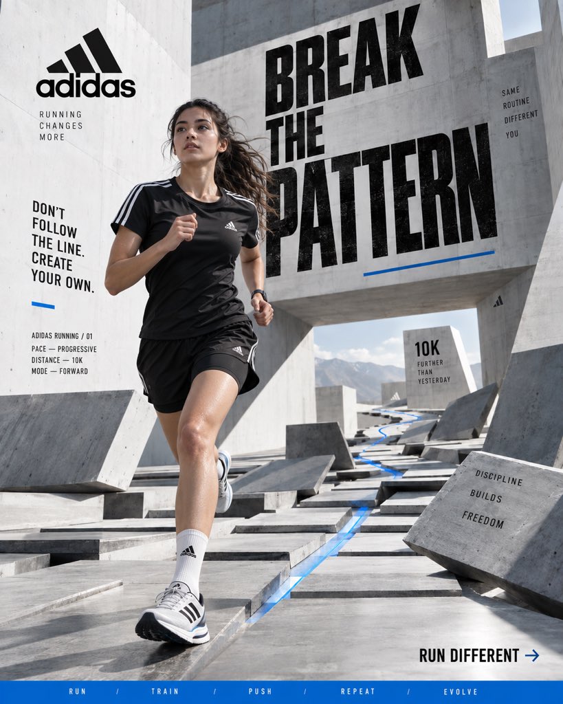 GPT Image 2.5 prompt for an Adidas-style sports poster (image 1 of 2)