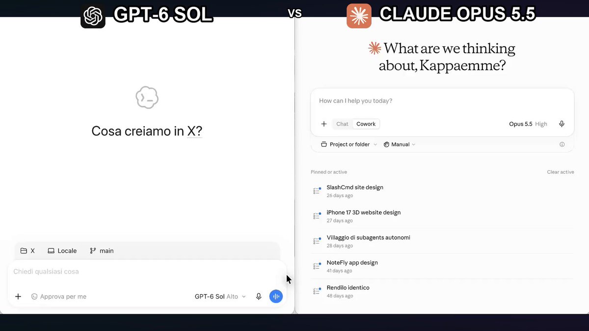 GPT-6 Sol vs Opus 5.5 on a planet website: 10 minutes vs 26 minutes