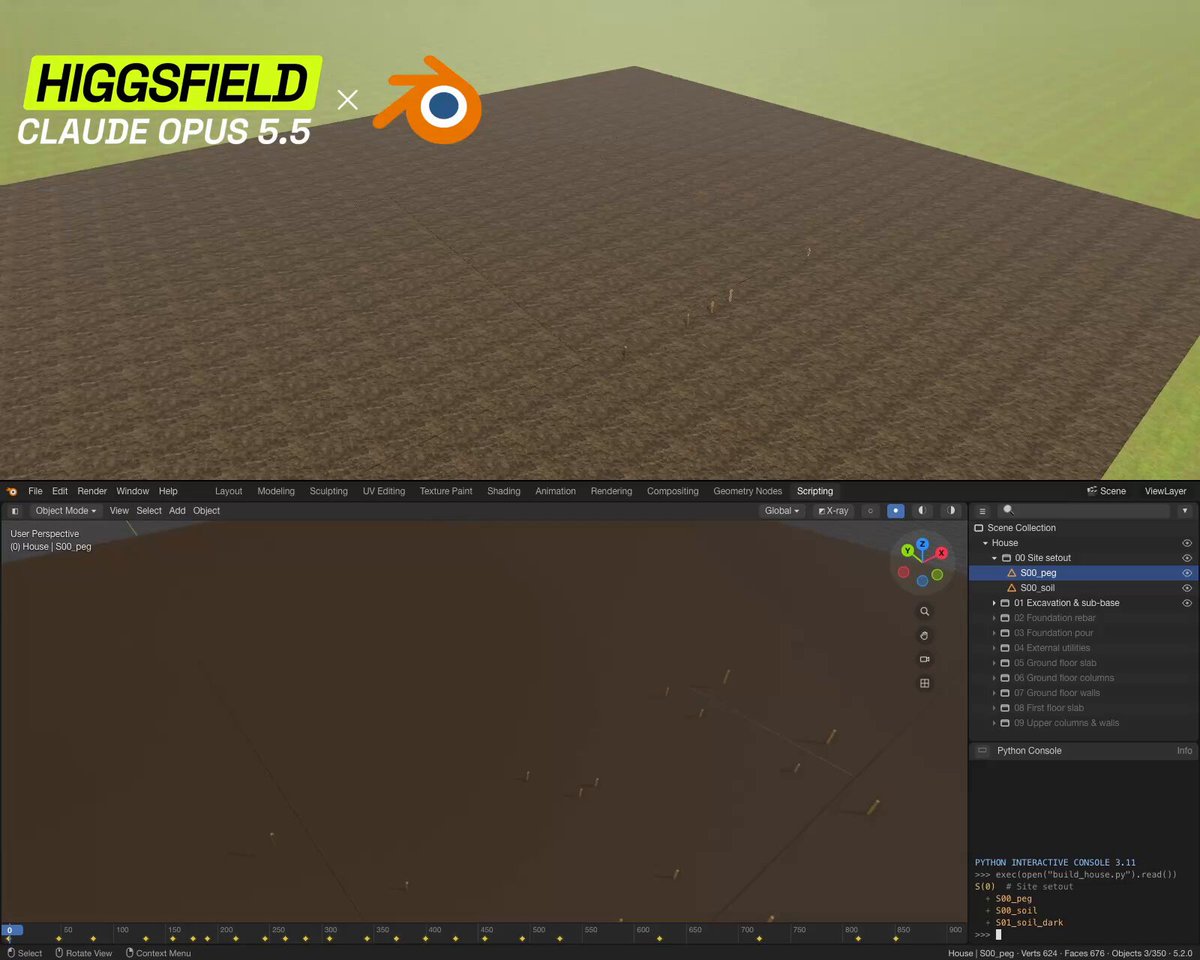 Claude Opus 5.5 在 Higgsfield 把房屋照片变 3D 模型