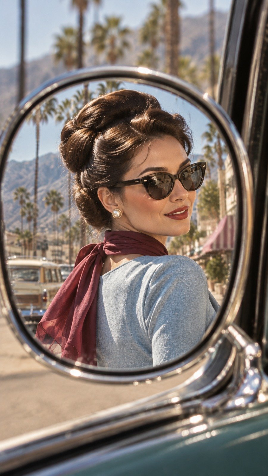 GPT Image 2.5 prompt for vintage rearview mirror portraits