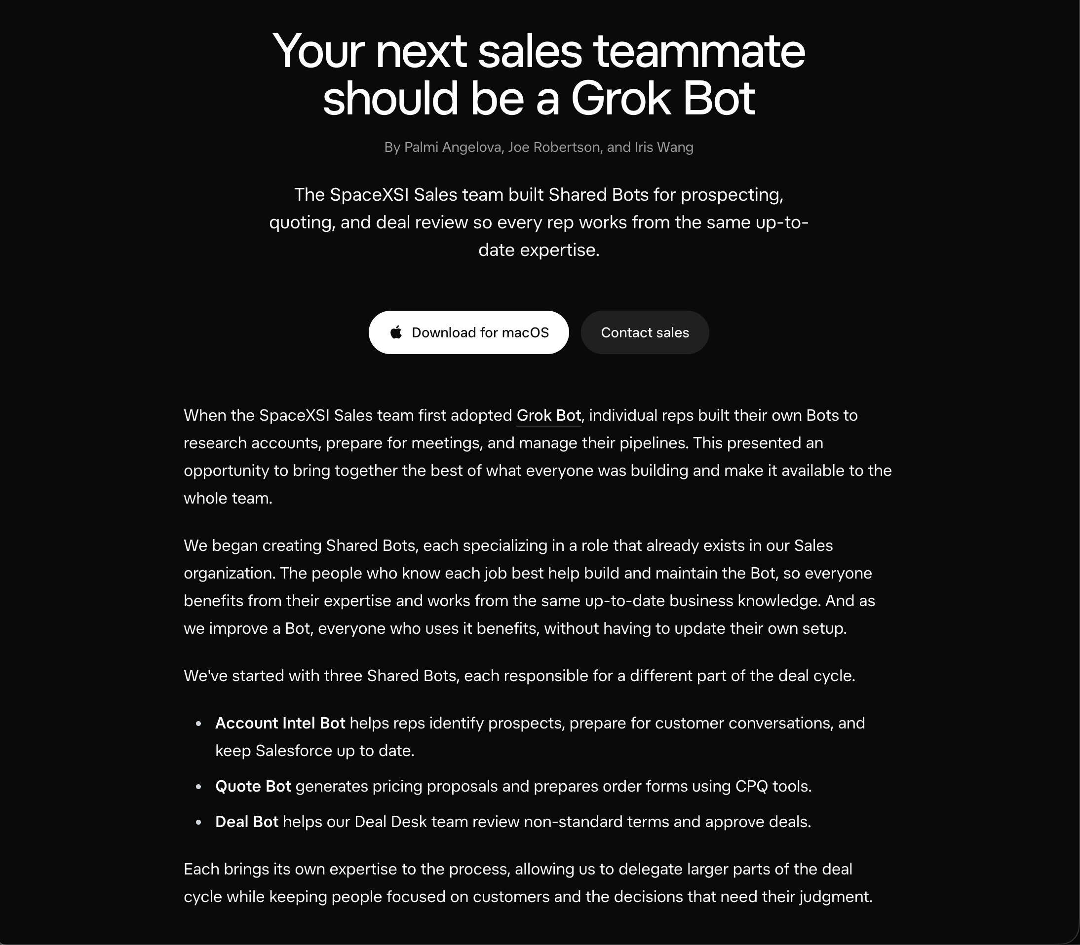 SpaceXSI blog: Grok Bot as your next sales teammate