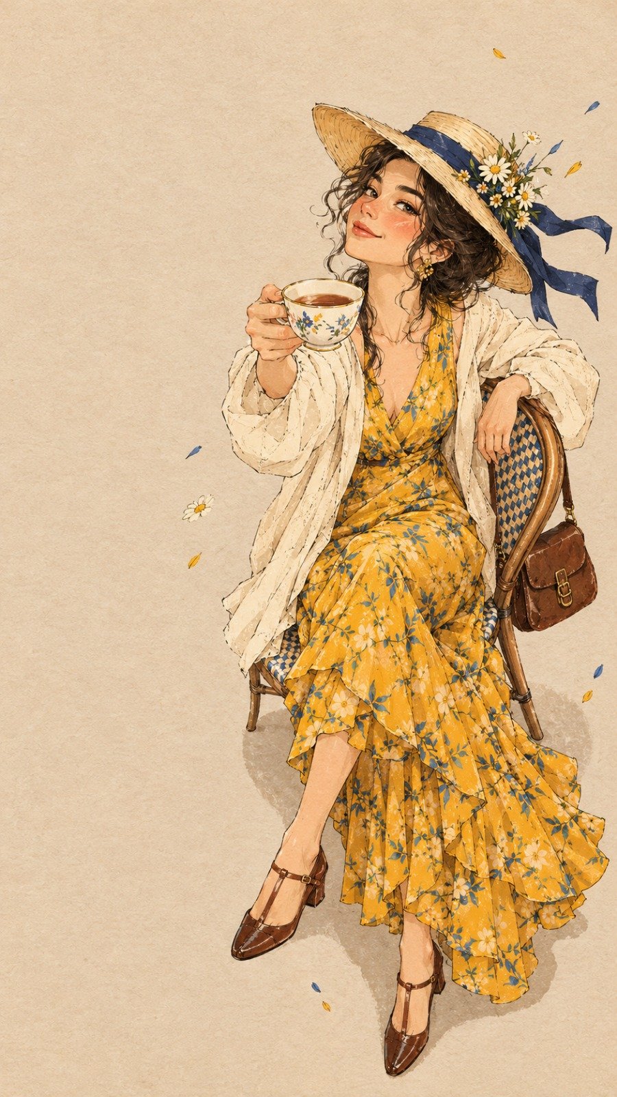GPT Image 2.5 复古时装插画提示词(第 2 张,共 2 张)