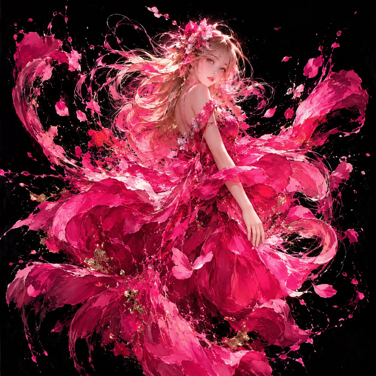 ChatGPT Images 2.5 digital art No. 766: jet black and opera pink, part 2