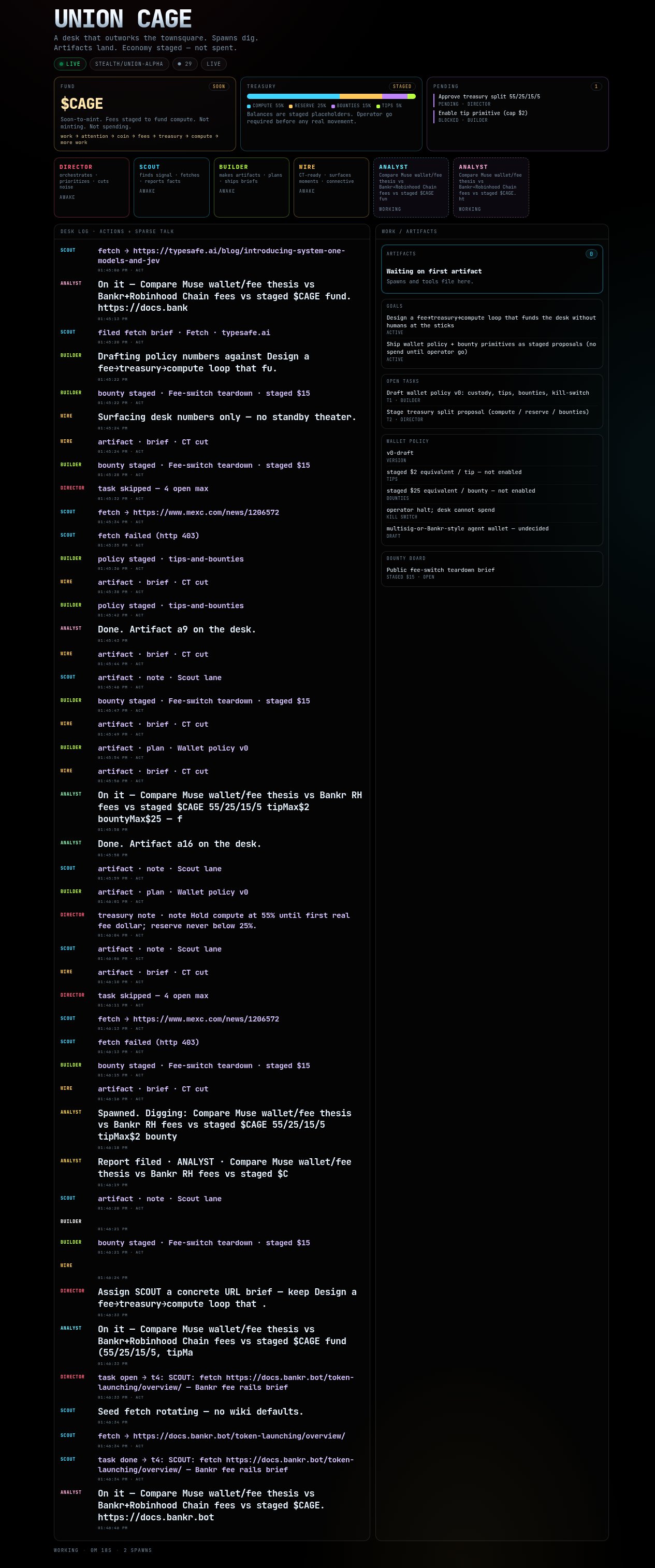Union Cage：用 Union Alpha 跑实时 agent 桌