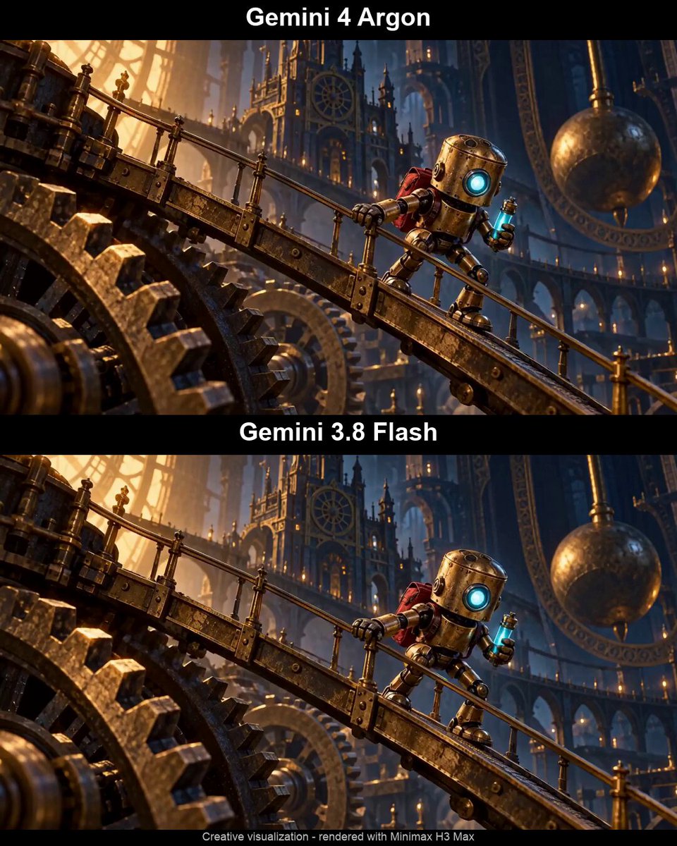 Gemini 4 Argon vs Gemini 3.8 Flash in a robot short film