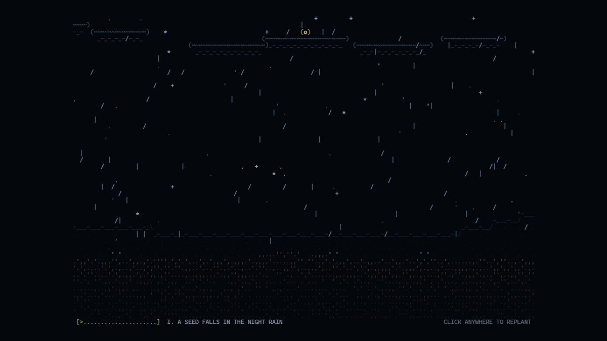 Gemini 4 Argon 生成种子长成大树的 ASCII 动画