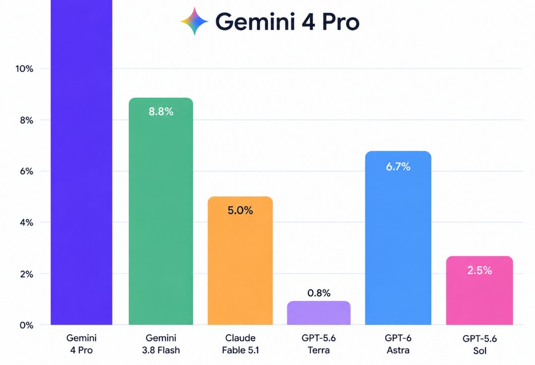 Gemini 4 Pro 跑出异常高的 benchmark 柱状图