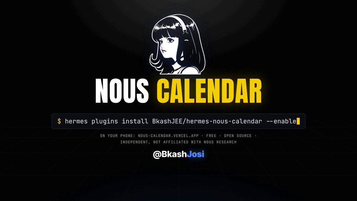 Nous Calendar：Hermes Desktop 内的发布日历插件