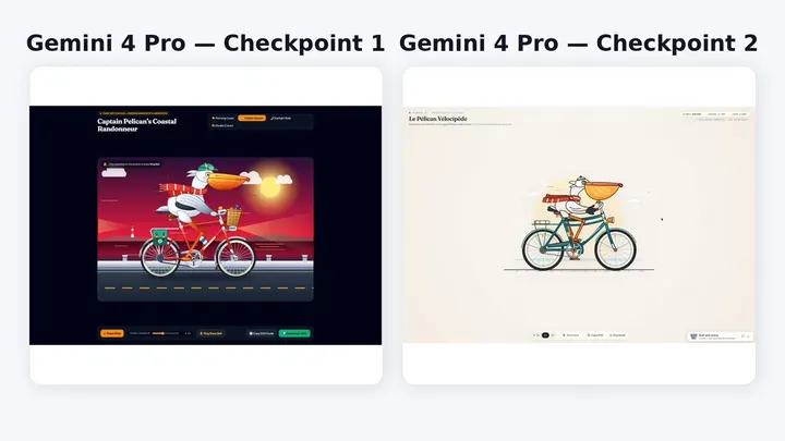 同一提示词对比 Gemini 4 Pro 两个检查点