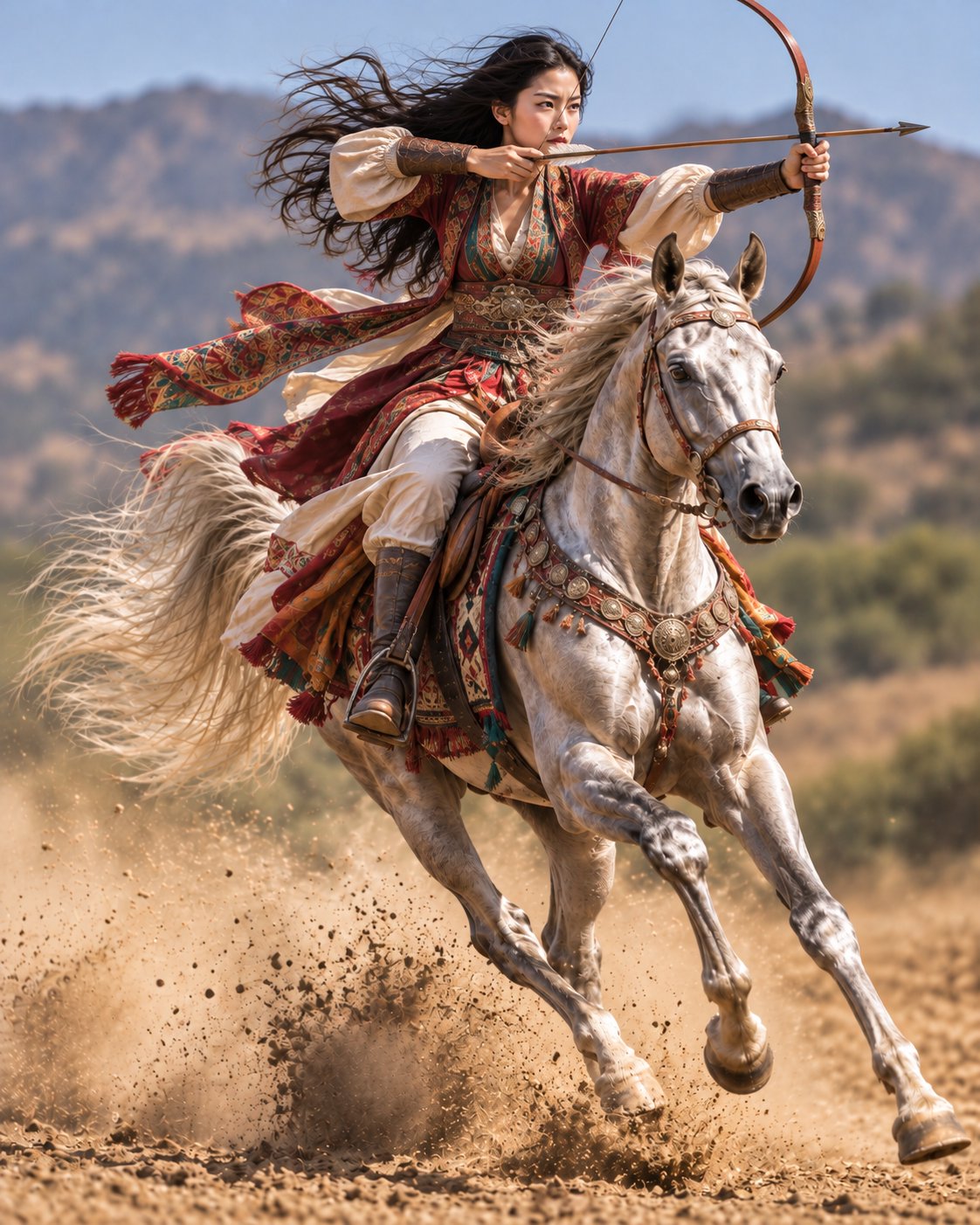 GPT-Image 2.5 draws a silver Akhal-Teke horse and a Japanese person in Kurdish-style clothing