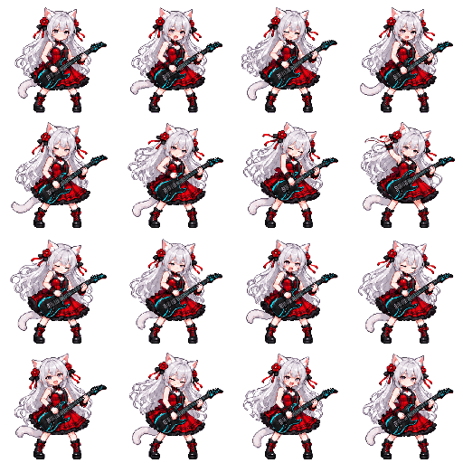 GPT-image 2.5 generates a 4x4 game sprite sheet