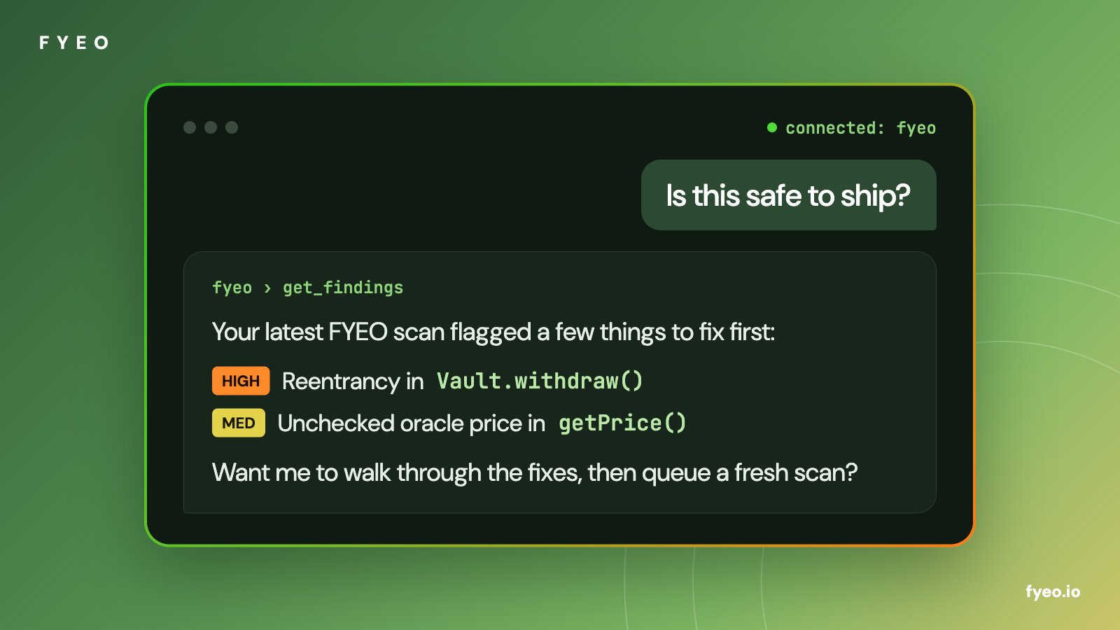 FYEO 推出 MCP server：AI 读取扫描结果并排队新扫描