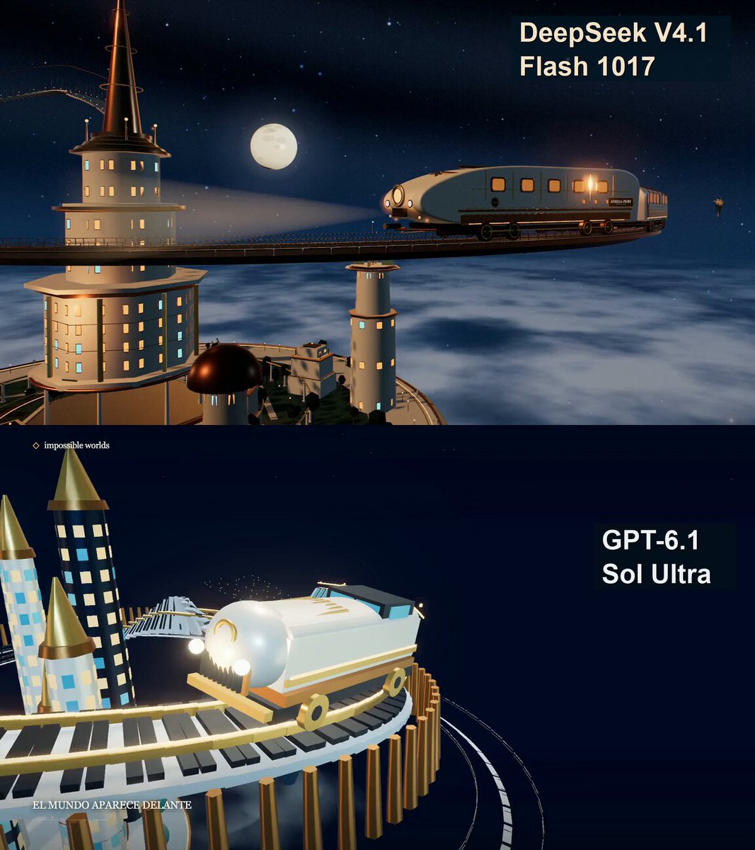实测：V4.1 Flash 1017 在网页 3D 与动效上接近 Opus 5.5 和 GPT-6