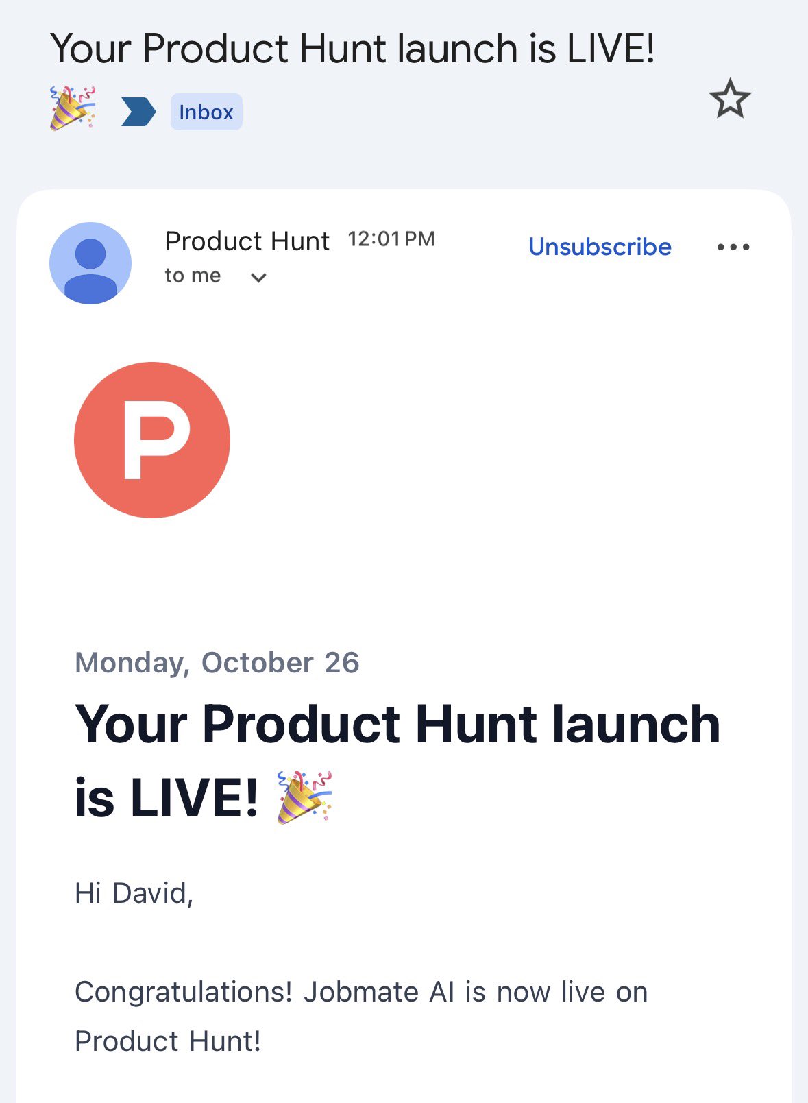 JobMate AI 上线 Product Hunt