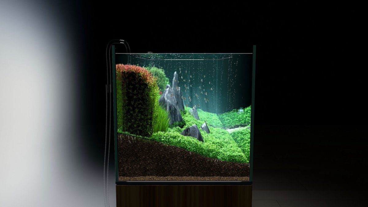 Opus 5.5 builds a Takashi Amano-style aquascape in Three.js
