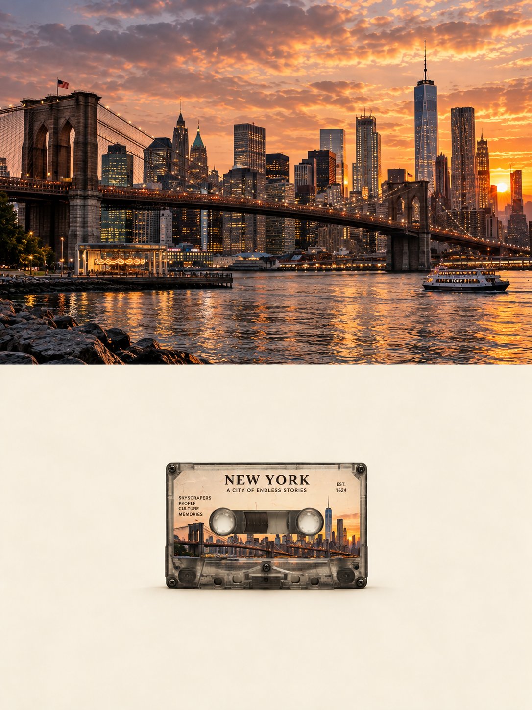GPT Image 2.5 prompt for a city-memory cassette poster (image 4 of 4)