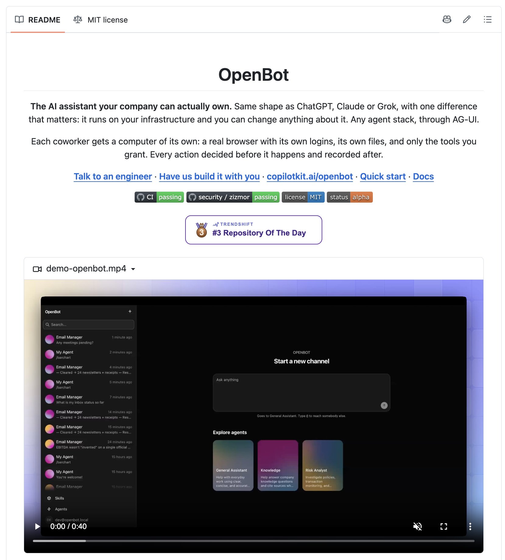CopilotKit 开源 OpenBot、OpenDots、OpenMuse 三个 AI 同事