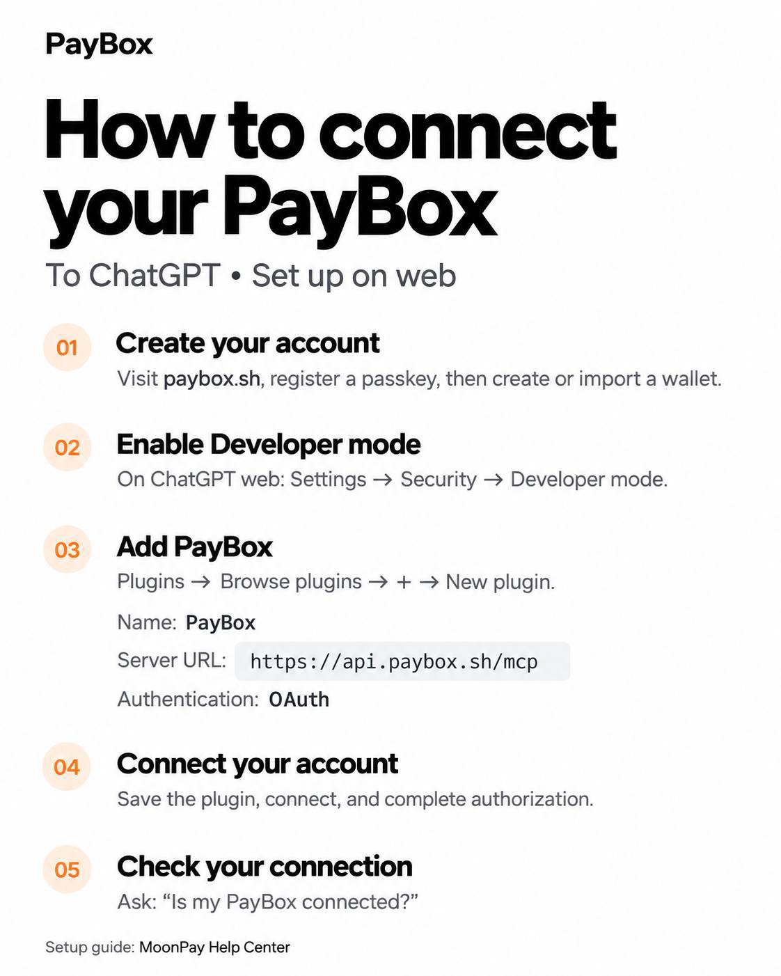 Steps to connect the PayBox wallet to ChatGPT
