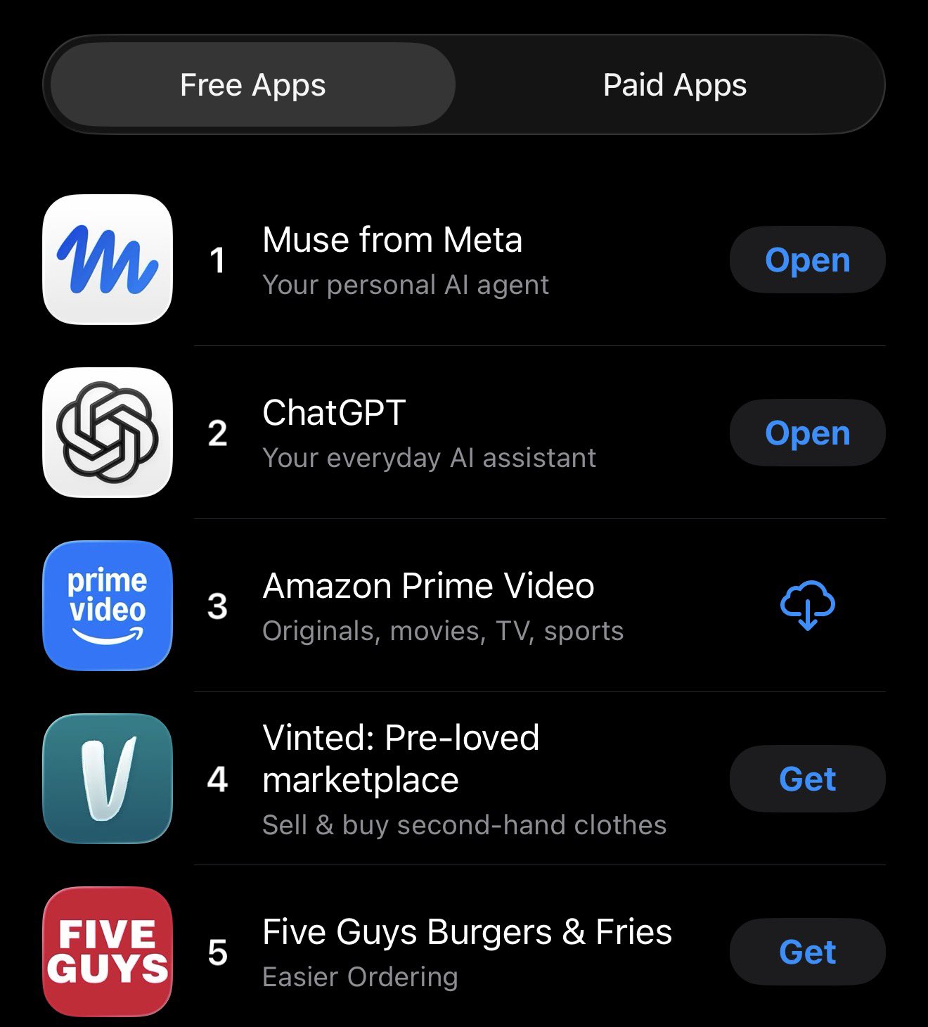 Meta Muse 登顶 App Store 榜首