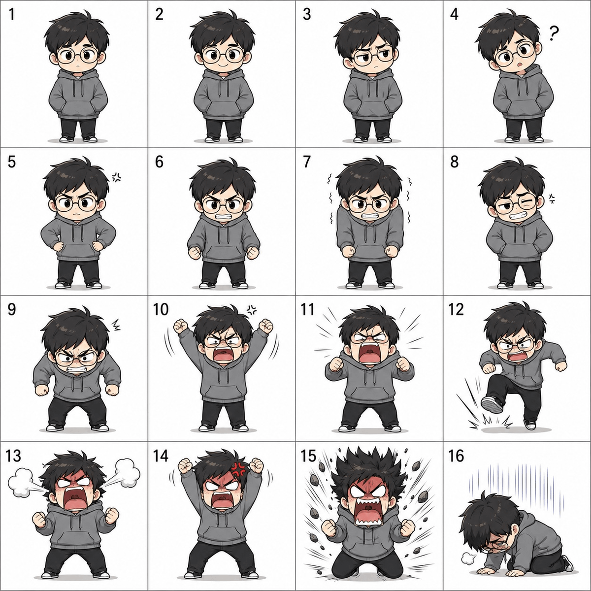 GPT Image 2.5 makes a 4x4 pose grid, Minimax H3 turns it into animation